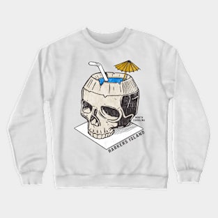 Harkers Island, NC Summertime Vacationing Skull Drink Crewneck Sweatshirt